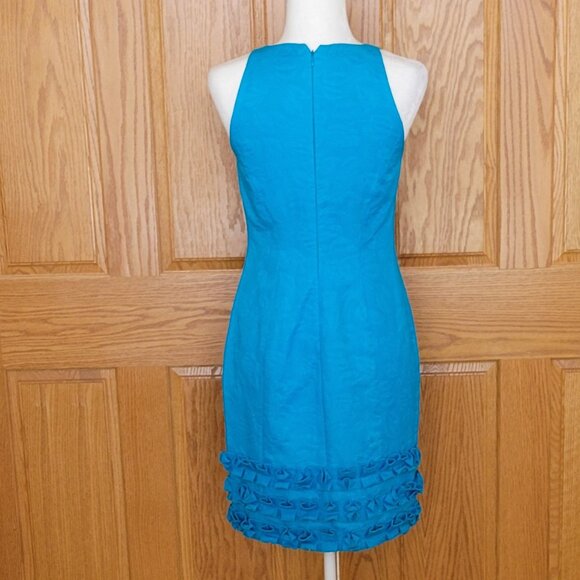 Muse Turquoise Structured Sleeveless Dress with Ruffle Hem NEW NWT Small - Picture 5 of 14